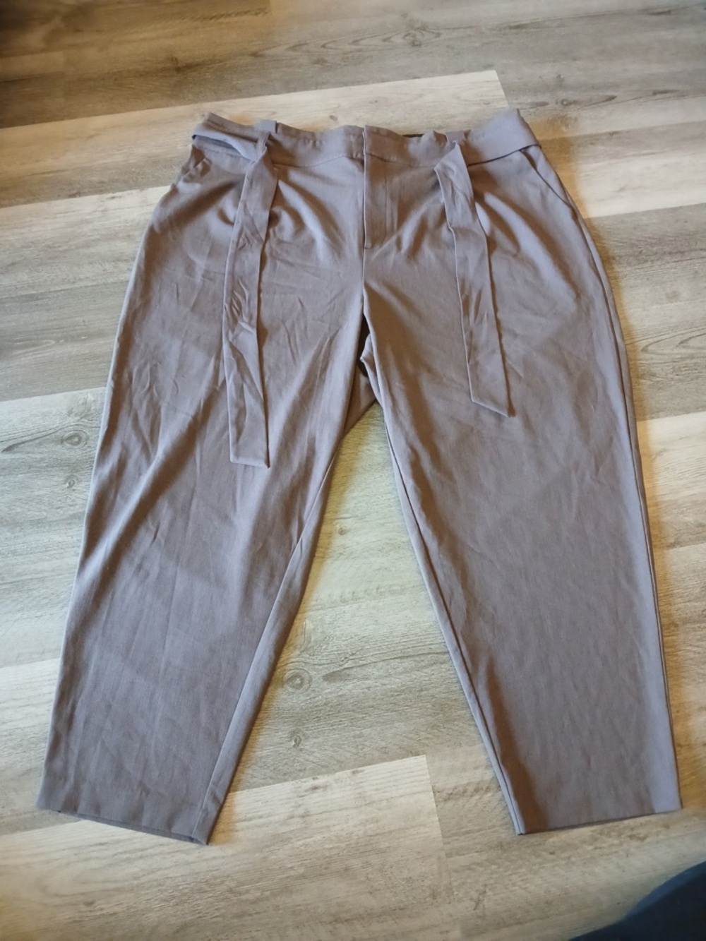 torrid Straight Leg High-Rise Pants with Front Tie in Taupe